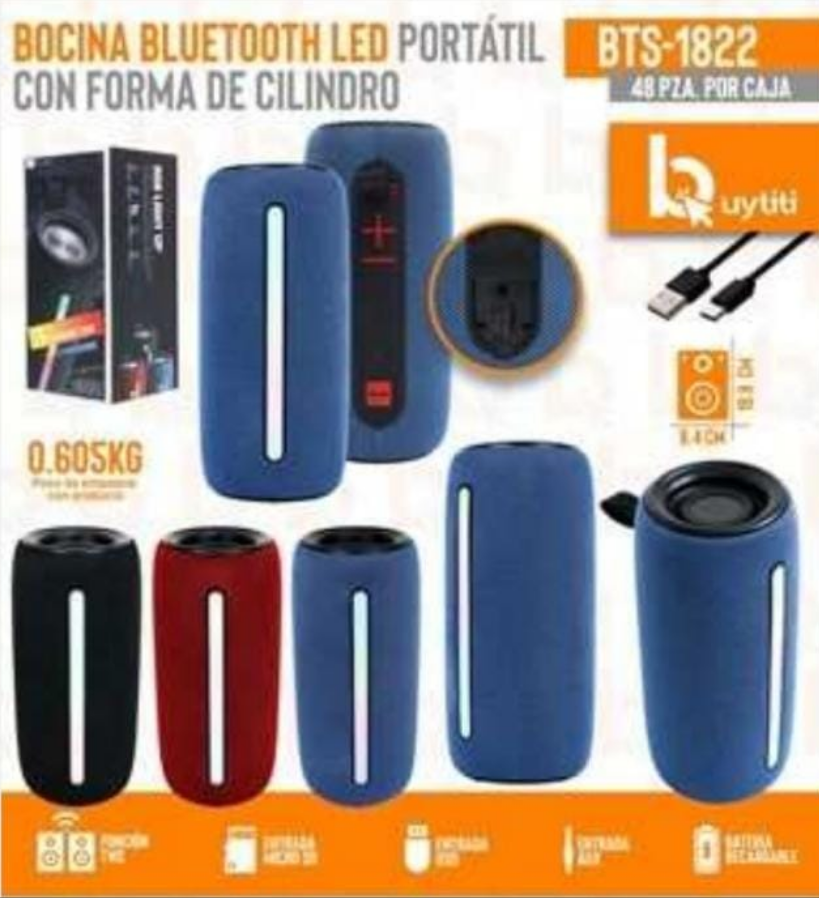 Bocina Bluetooth forma de cilindro