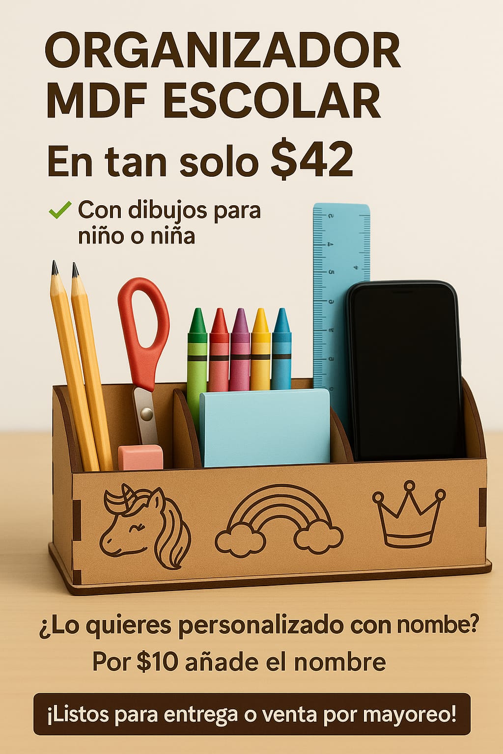 Organizador Escolar (Personalizable nombre y dibujo)