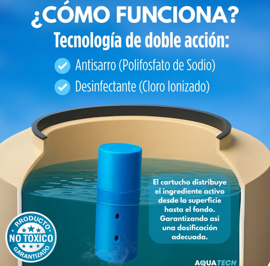 Sistema Dual Desinfectante y Antisarro para Tinaco AQUATECH | Cartucho 3 Meses