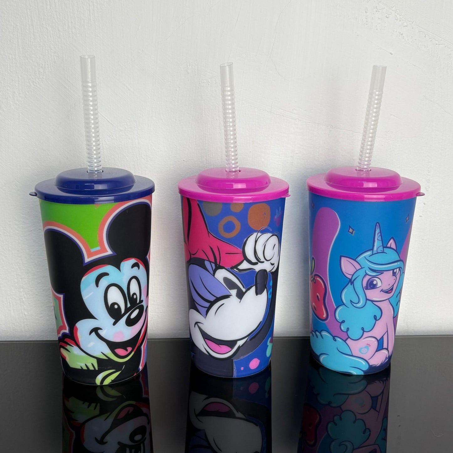 Vaso Lenticular Con Popote Estampado