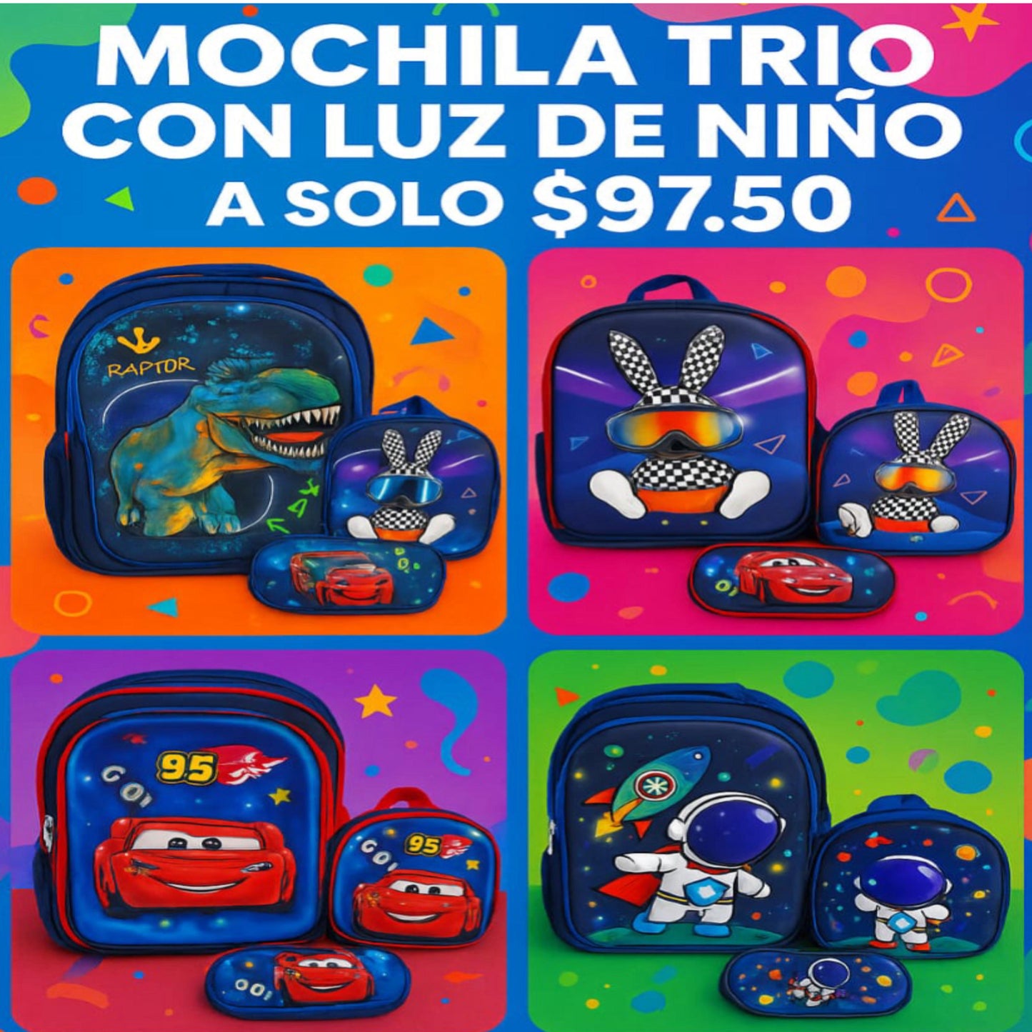 Mochila Trio con luz (Primaria)