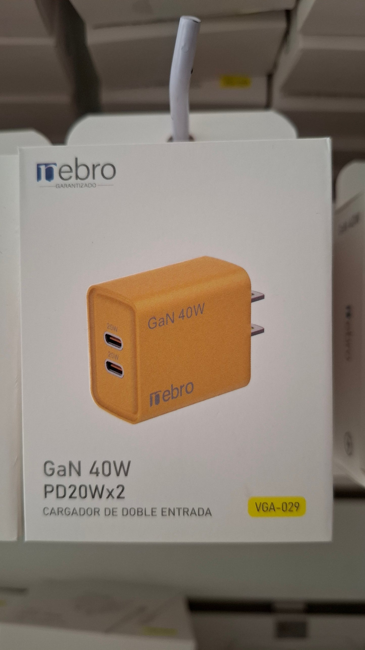 Cargador GaN Dobre Entrada Tipo-C 40w (20w+20w)