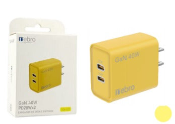 Cargador GaN Dobre Entrada Tipo-C 40w (20w+20w)
