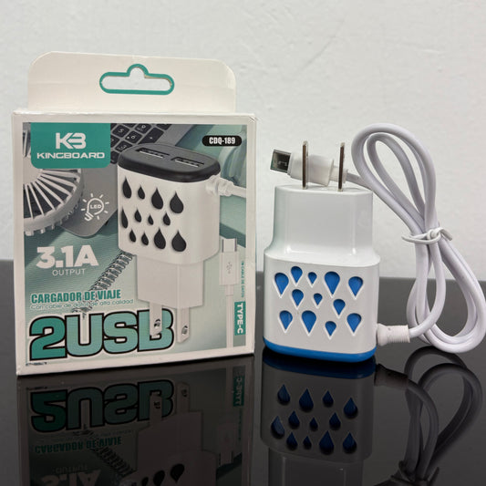 Cargador con 2 puertos usb tipo c