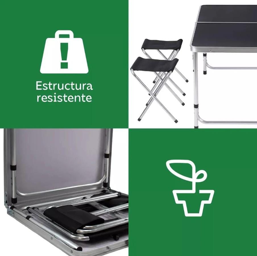 Mesa Plegable con 4 bancos