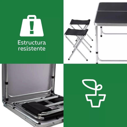 Mesa Plegable con 4 bancos