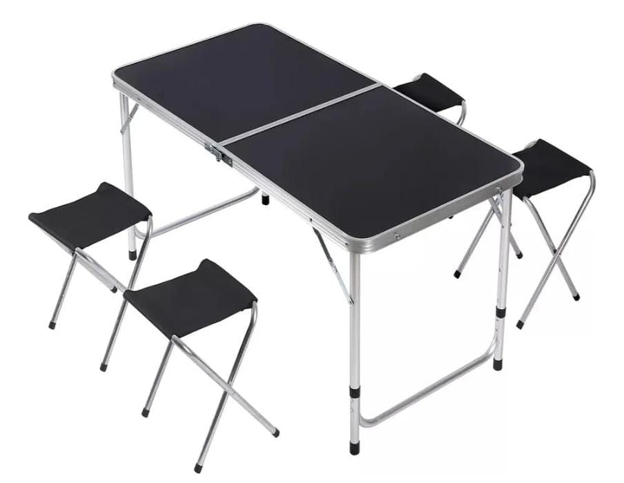 Mesa Plegable con 4 bancos