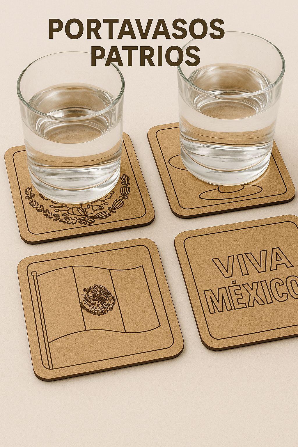 Pack 4 Porta Vasos Patrios MDF